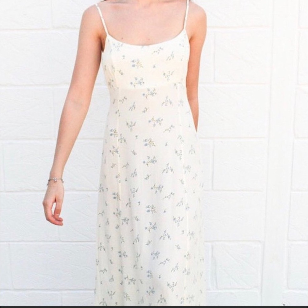 Brandy Melville Colleen Paulina cream and blue floral dress